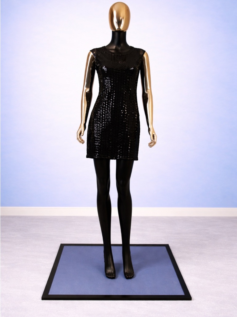 Express Black Sequin Short Sleeve Mini Dress